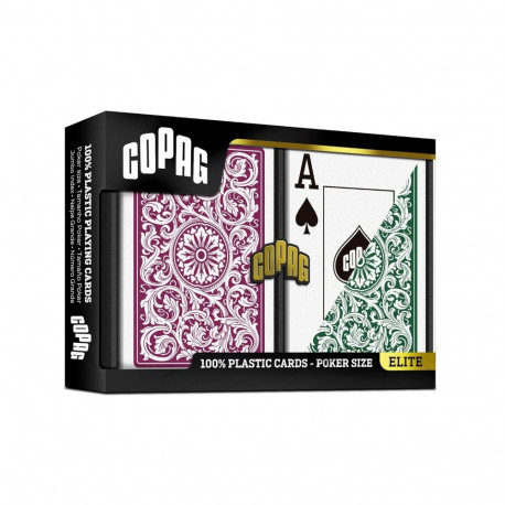Copag 1546 Elite Poker Size Jumbo Index Playing Cards Double Deck (Burgundy and Green)