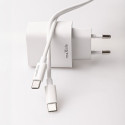 Maxlife MXTC-06-20AC PD QC charger 1x USB-C 1x USB 20W white + USB-C - USB-C cable 20W