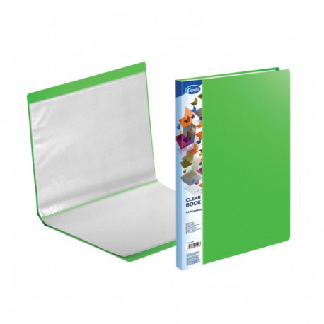 Transparent book A4 FOROFIS 0.50mm cover w/10 transp.pockets 0.03mm (green) PVC