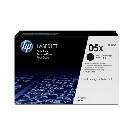 HP 05X 2-pack suure tootlikkusega mustad originaal LaserJet toonerikassetid
