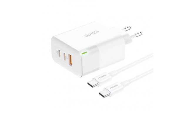 Charger Foneng GAN65 USB-A, 2x USB-C GaN 65W with USB-C cable