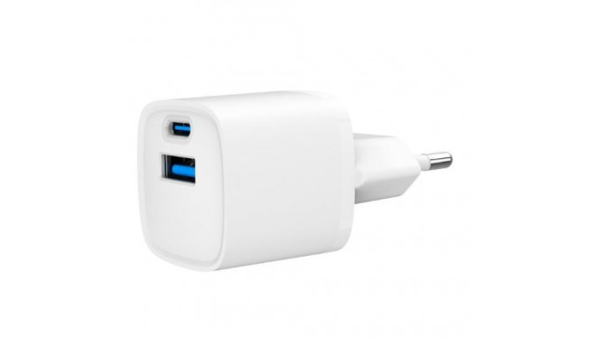 Mini-ładowarka USB-A USB-C 20W PD QC3.0 biała