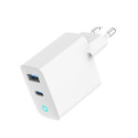 GaN USB-A USB-C Charger LED 65W PD QC3.0 white