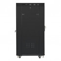 Standing rack cabinet 19 inches 27U 800x1200 black LCD glass door FLAT PACK