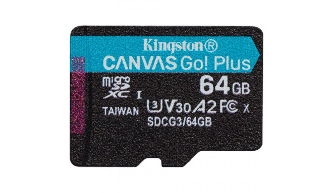 Kingston 64GB microSDXC Canvas Go Plus 170R A2 U3 V30 Single Pack w/o ADP