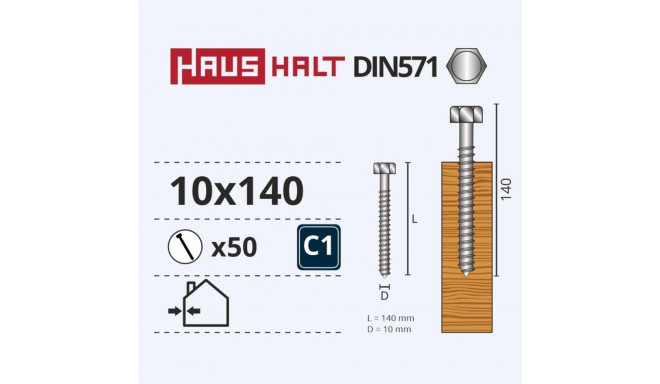 CHIPBOARD SCREW DIN571 10.0X140 WHIT ZN