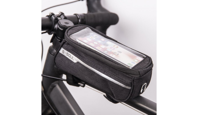 Waterproof bike frame bag with phone holder black