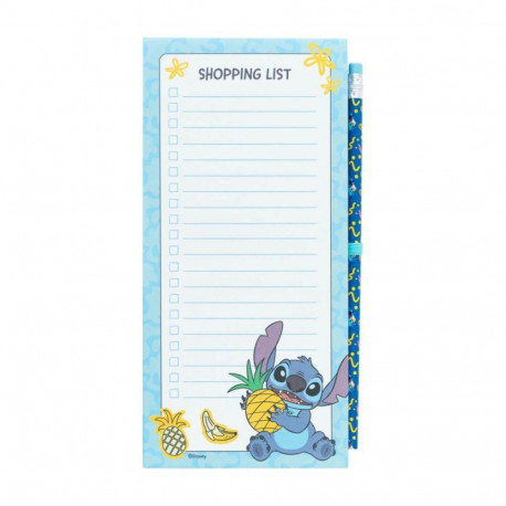 Disney Stitch - Magnetyczny notatnik / lista zakupów na lodówkę + ołówek z kolekcji Tropical (10 x 2