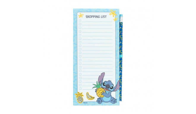 Disney Stitch - Magnetyczny notatnik / lista zakupów na lodówkę + ołówek z kolekcji Tropical (10 x 2