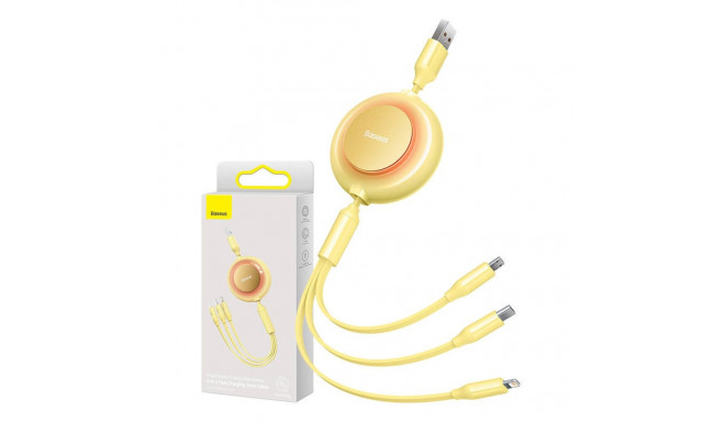 Baseus Bright Mirror 2, USB 3-in-1 cable for micro USB / USB-C / Lightning 3.5A 1.1m (Yellow)