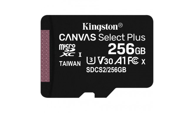 Kingston Canvas Select Plus MicroSDXC Card 256 GB Class 10 UHS-I/U1 A1 V10 (SDCS2/256GBSP)