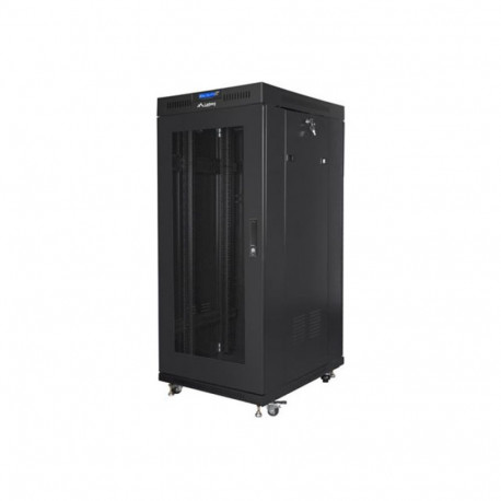 LANBERG vabaltseisev 19-tolline rack-kapp 27U 600x600 võrguuksega LCD flat pack must