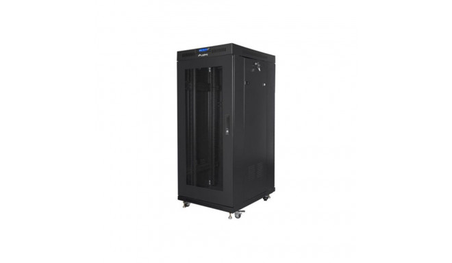 LANBERG vabaltseisev 19-tolline rack-kapp 27U 600x600 võrguuksega LCD flat pack must