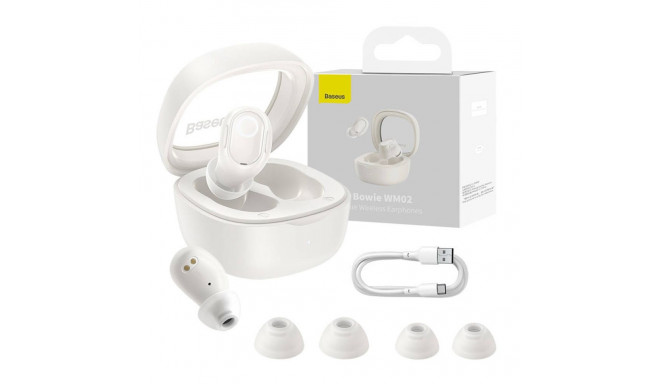 Wireless headphones Baseus Bowie WM02 TWS, Bluetooth 5.0 (white)