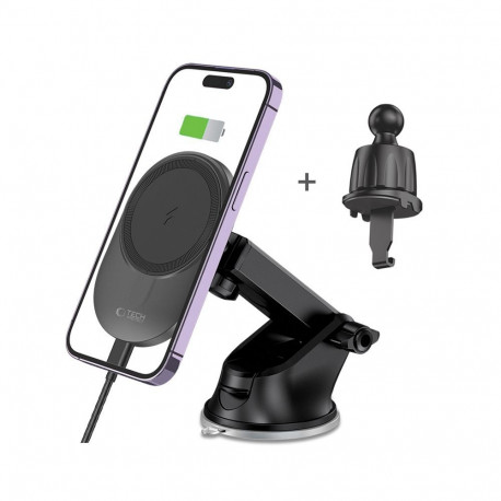 TECH-PROTECT MM15W-V1 MAGNETIC MAGSAFE DASHBOARD & VENT CAR MOUNT WIRELESS CHARGER 15W BLACK