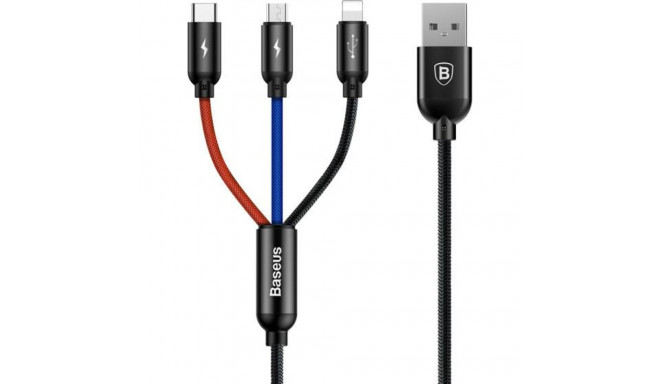 Baseus CAMLT-ASY01 USB cable 0.3 m USB A USB C/Micro USB A/Lightning Black 6953156273931