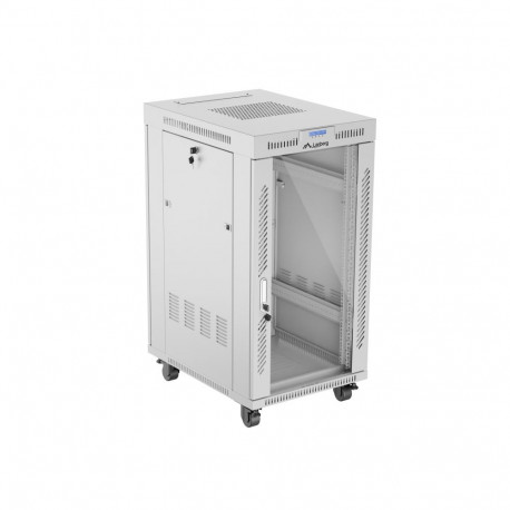 Lanberg võrgukapp 19" vabaltseisev 22U/600X800 (lamedas pakendis) klaasuksega LCD V2, hall