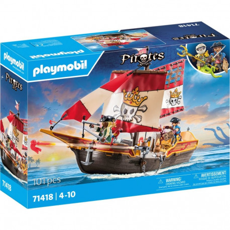 PLAYMOBIL 71418 Pirates Small Pirate Ship, Construction Toy