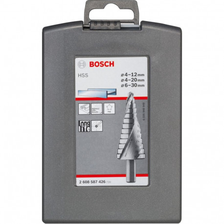 Bosch HSS step drill set, 4mm - 30mm (3 pieces)