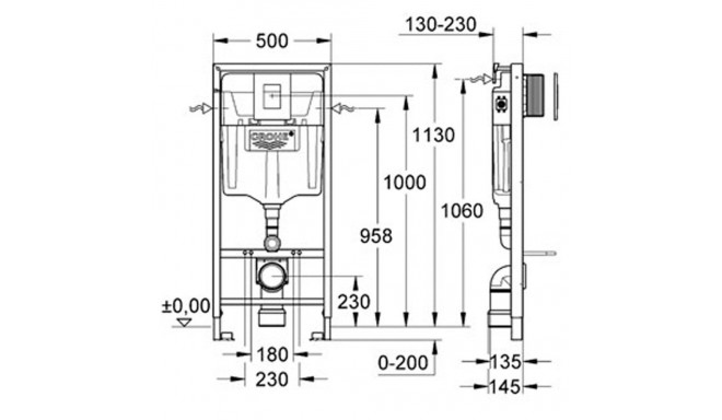 Peidetud WC raam koos loputusnupuga Grohe 3in1 Rapid SL 38772001