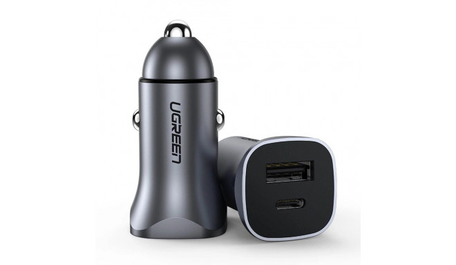 Ugreen 40858 Kiire Auto Duo laadija USB-A / USB-C 30W PD PPS (CD130) Hall