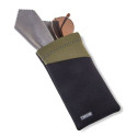 Carson Neoprene Spectacles bag with microfibre cloth - Black/Olive