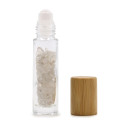 Ancient Wisdom Roller Bottle With Stone Quartz Crystals - Wooden Cap
