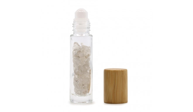 Ancient Wisdom Roller Bottle With Stone Quartz Crystals - Wooden Cap