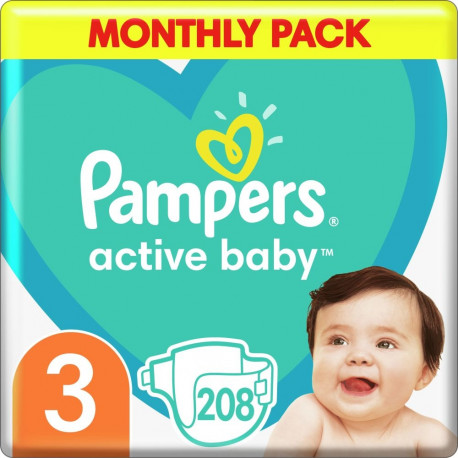 Pampers Active Baby 3 mähkmed, 6-10 kg, 208 tk.