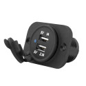 Recessed car charger with lid out: USB-A 5V/2,1A + USB-A 5v/1A, in:12V/24V