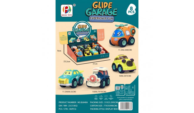 GLIDE GARAGE CAR 4 ASST 8PCS/BOX