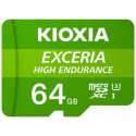 MicroSD Mälikaart koos Adapteriga Kioxia Exceria High Endurance Klass 10 UHS-I U3 Roheline - 64 GB