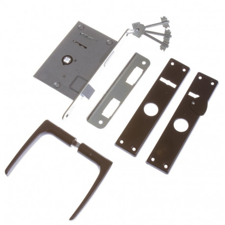 LOCK, BROWN WITH ALUMINIUM HANDLE