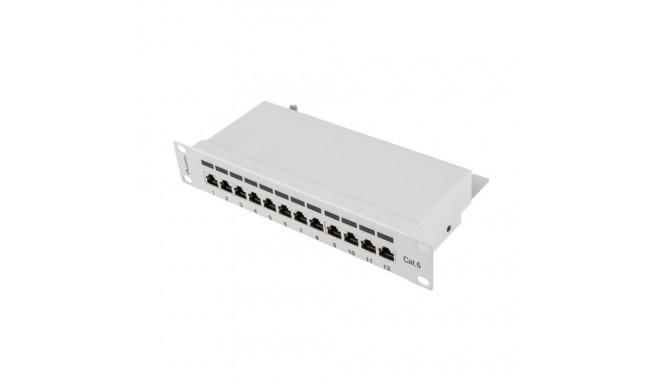 PATCH PANEL 12PORT 1U 10" CAT.6 FTP WITH CABLE ORGANIZER SHIELDED GREY LANBERG