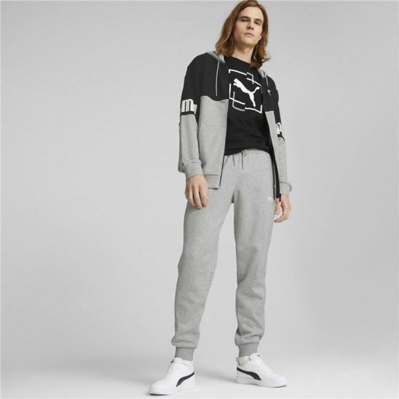 Puma grey tracksuit bottoms deals