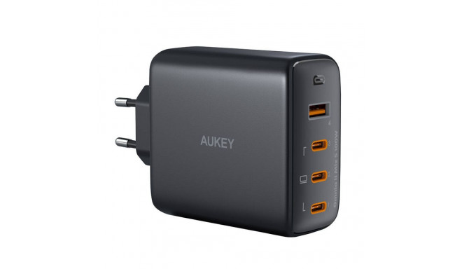 Wall charger Aukey PA-B7S, 1xUSB-A, 3xUSB-C, 100W GaN (black)