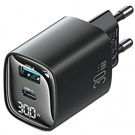 Laadija 30W GaN LED USB+USB-C CC229 must