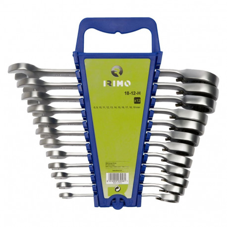 Ratcheting combination wrench set 12 pcs 8-19mm Irimo