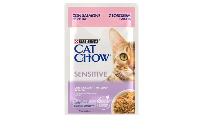 Purina Cat Chow Sensitive Gig with salmon and zucchini in sauce - Wet food for cats - 85 g