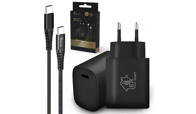 Smart Life USB Type-C to Type-C Kit, 200cm, Black + 18W PD3.0 Charger Black