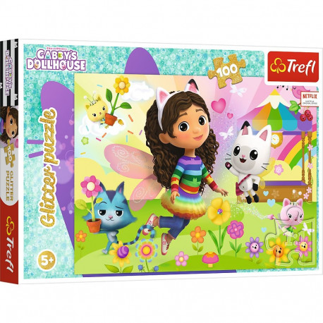 TREFL GABBY´S DOLLHOUSE Glitter puzzle, 100 pcs
