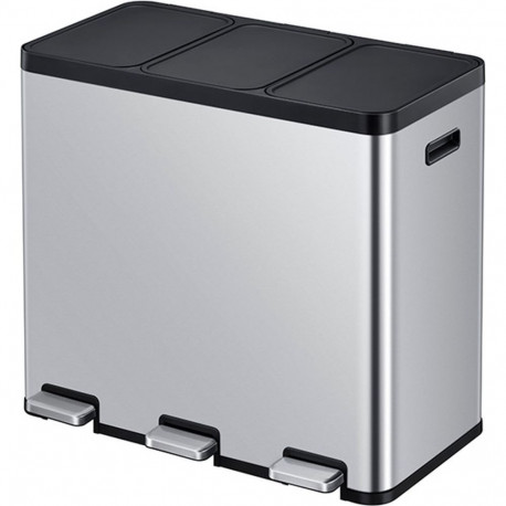 Prügikast 20+20+20L EKO Essential Recycling Pedal Bin, matt roostevaba teras