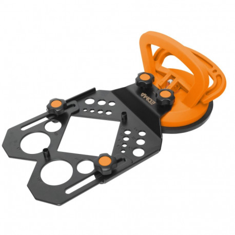 Edma drilling aid with suction cup – centering holes 4-35 mm, ergonomic grip, water cooling connecti