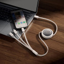 Baseus Free2Draw CB000084 retractable USB-C - Lightning / USB-C / micro USB cable 100W 1.1m - white