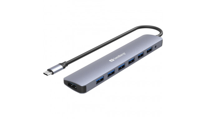 "Sandberg 136-40 USB-C HUB 7-Port 7xUSB 3.0 Silber"