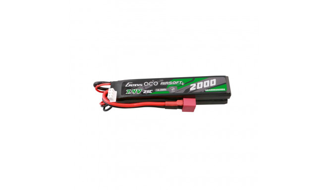 Gens Ace 25C 2000mAh 2S2P 7.4V Saddle Airsoft Gun Lipo Battery with Mini Deans(T) Plug