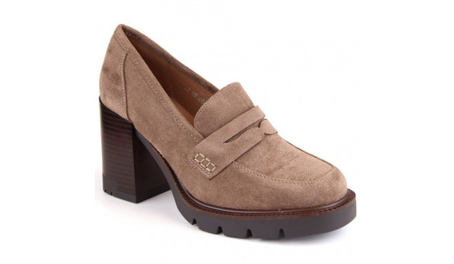 Vinceza W JAN235B suede shoes with a high heel and platform, beige (37)