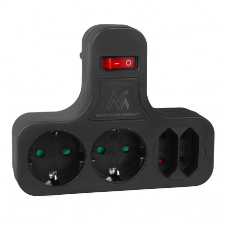 Maclean poczwórne schuko pistikupesa lülitiga stabiliseeriva jalaga 2x2.5A 2x16A MCE224 G/B