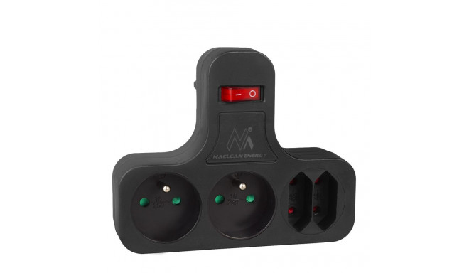 Elektripistik Maclean, neljakordne lülitiga, stabiliseeriva jalaga, tüüp E, 2x2,5A, 2x16A, MCE224 E/