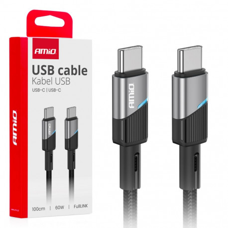 Kabel do ładowania usb-c - usb-c 60W 100cm fulllink amio-03926